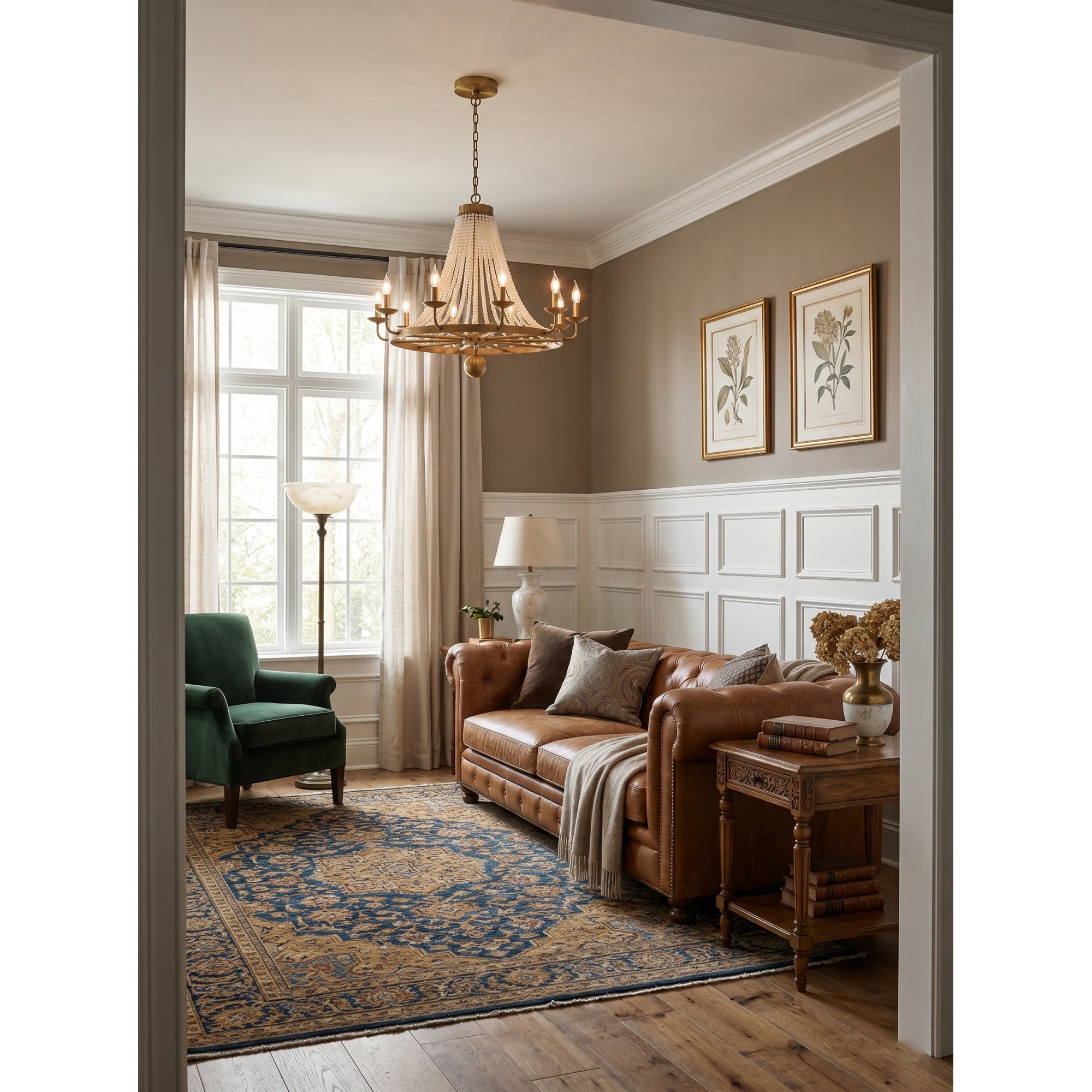 12-Light Draped Pearl Bead Chandelier | Ormexis