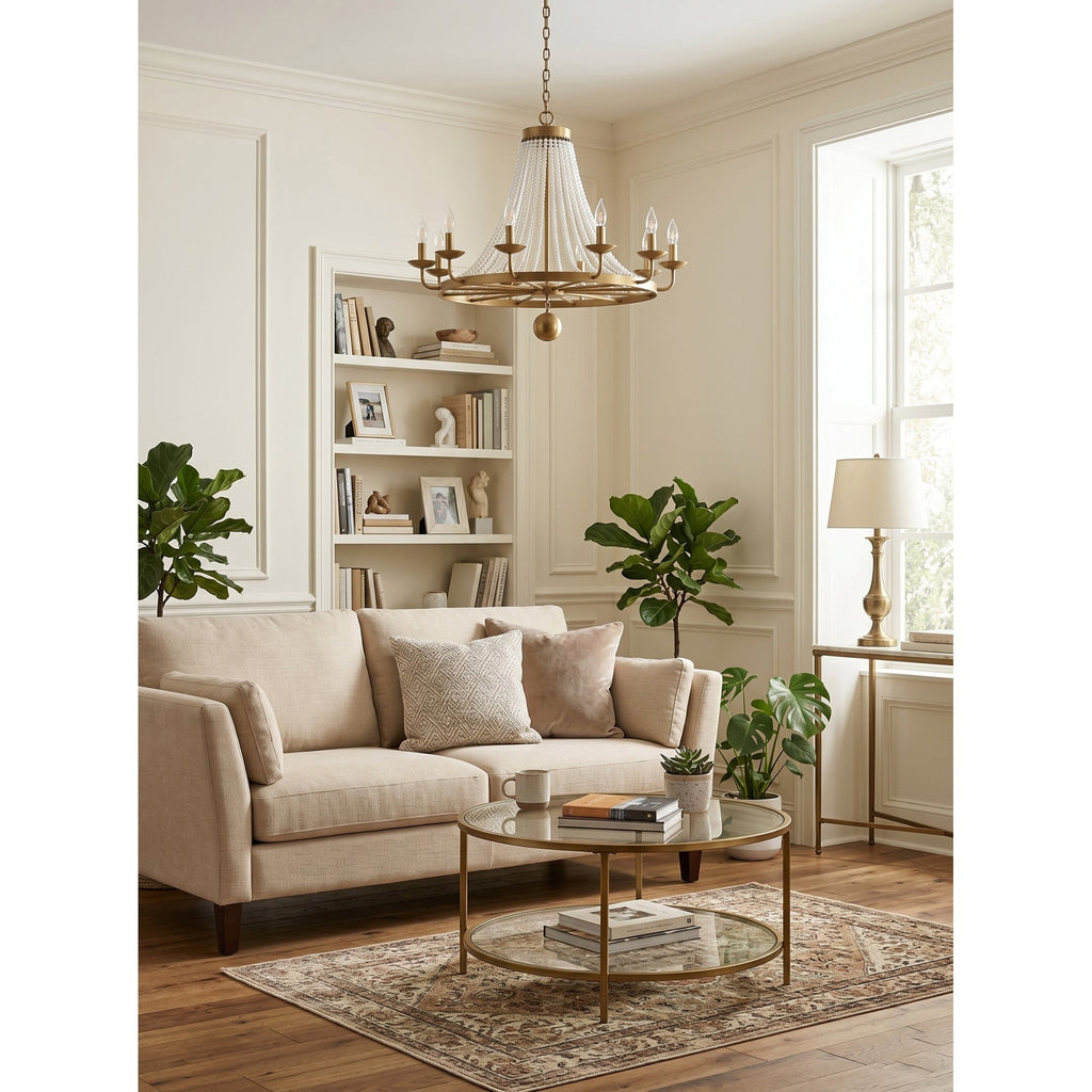 12-Light Draped Pearl Bead Chandelier | Ormexis