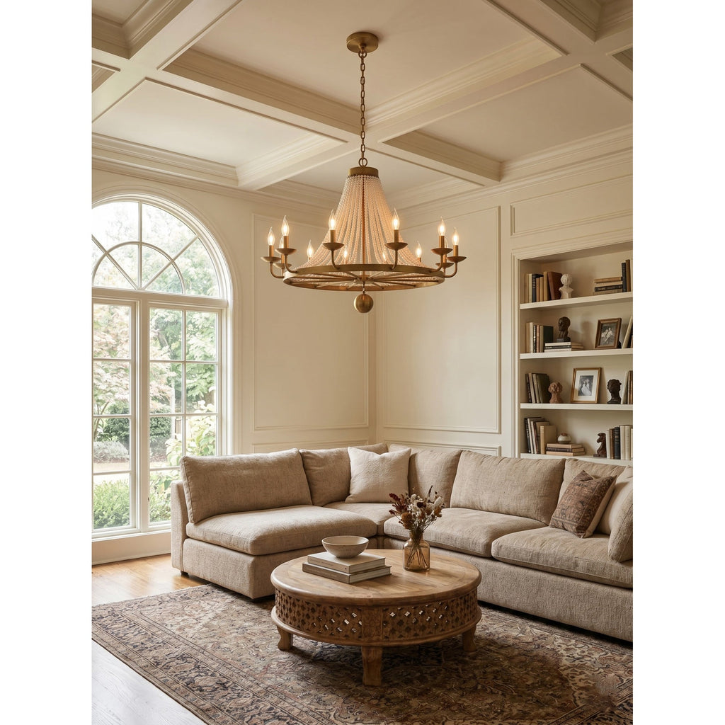 12-Light Draped Pearl Bead Chandelier | Ormexis