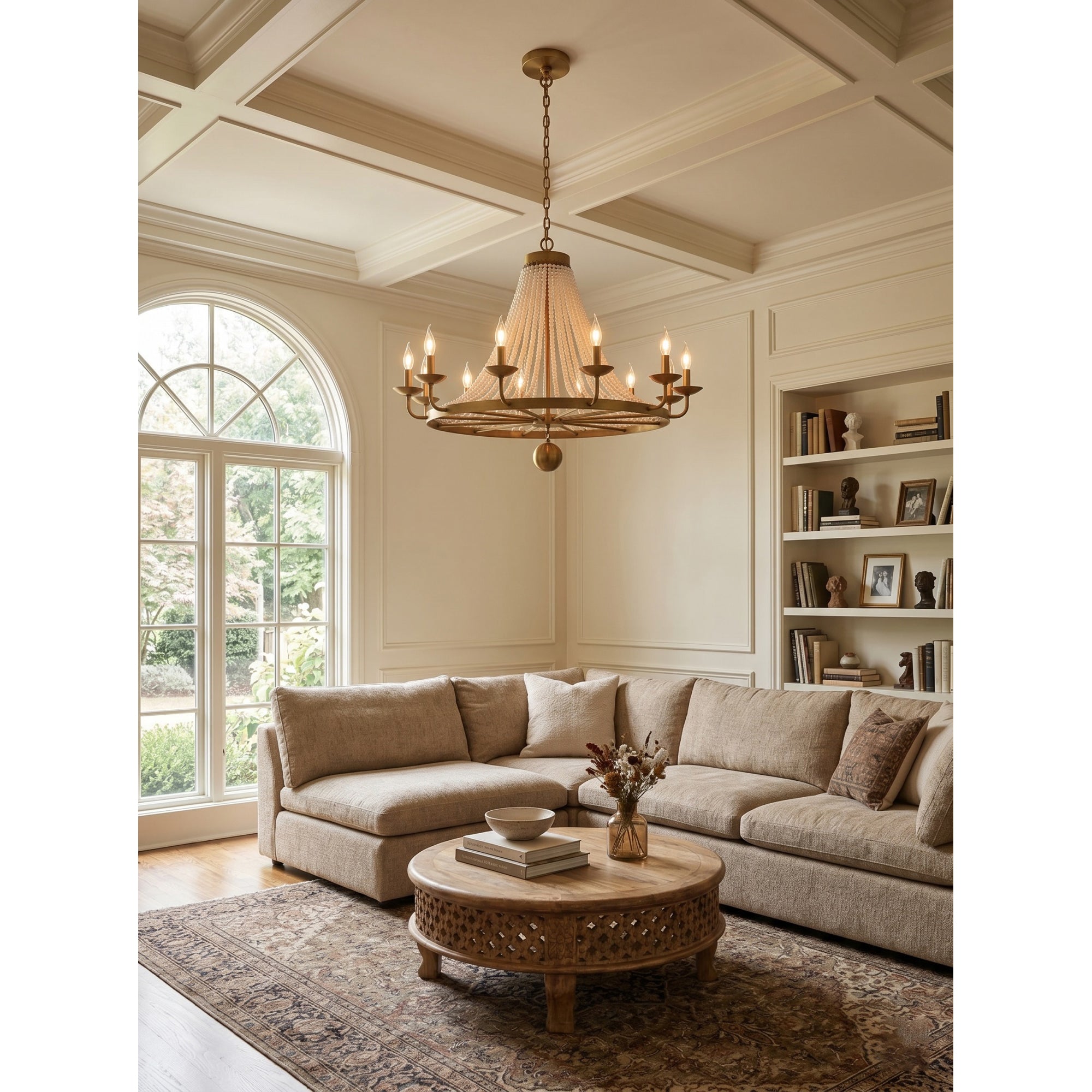 12-Light Draped Pearl Bead Chandelier | Ormexis