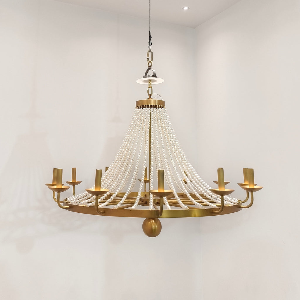 12-Light Draped Pearl Bead Chandelier | Ormexis