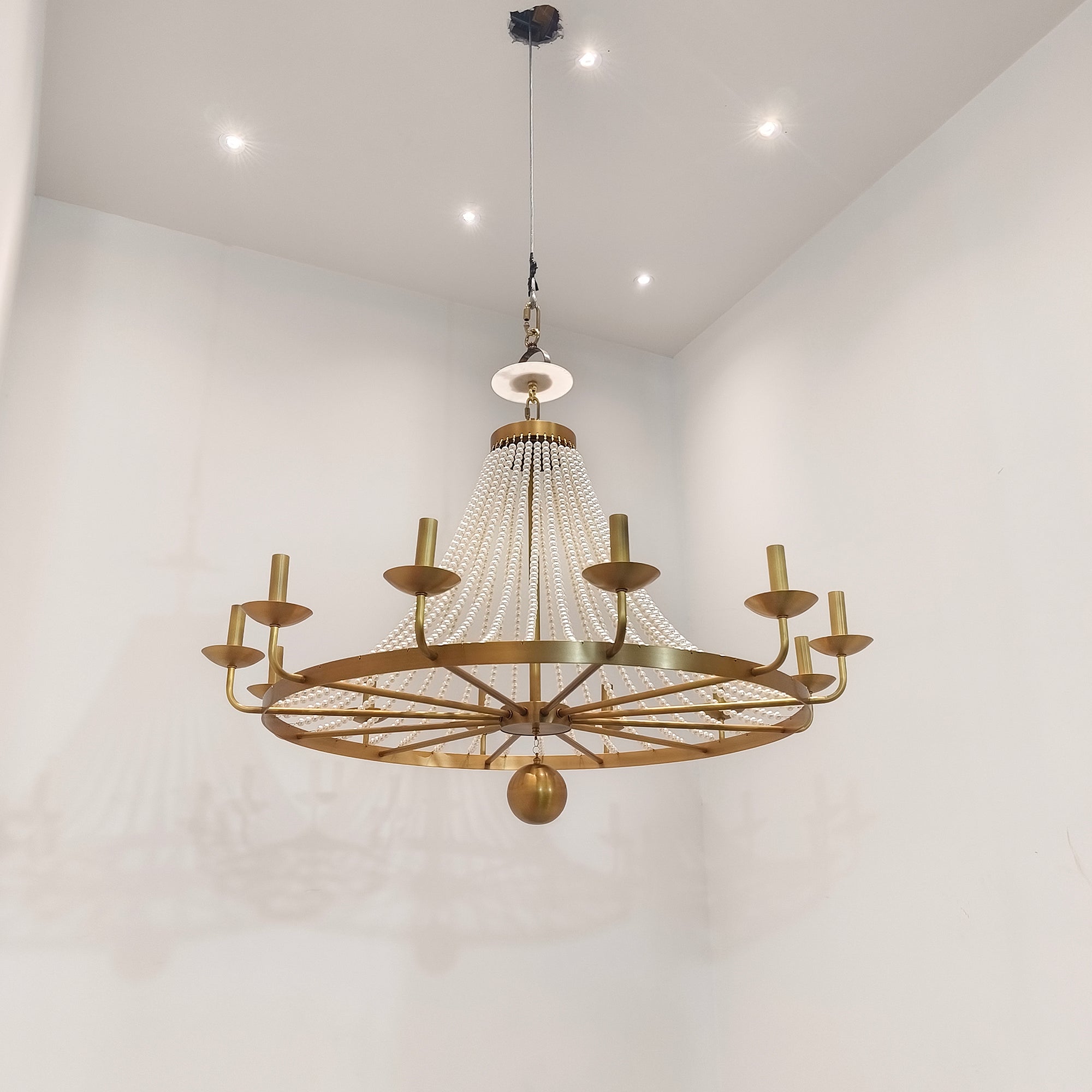 12-Light Draped Pearl Bead Chandelier | Ormexis