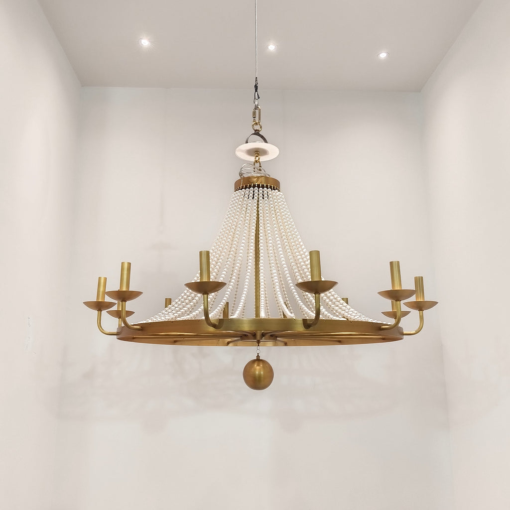 12-Light Draped Pearl Bead Chandelier | Ormexis