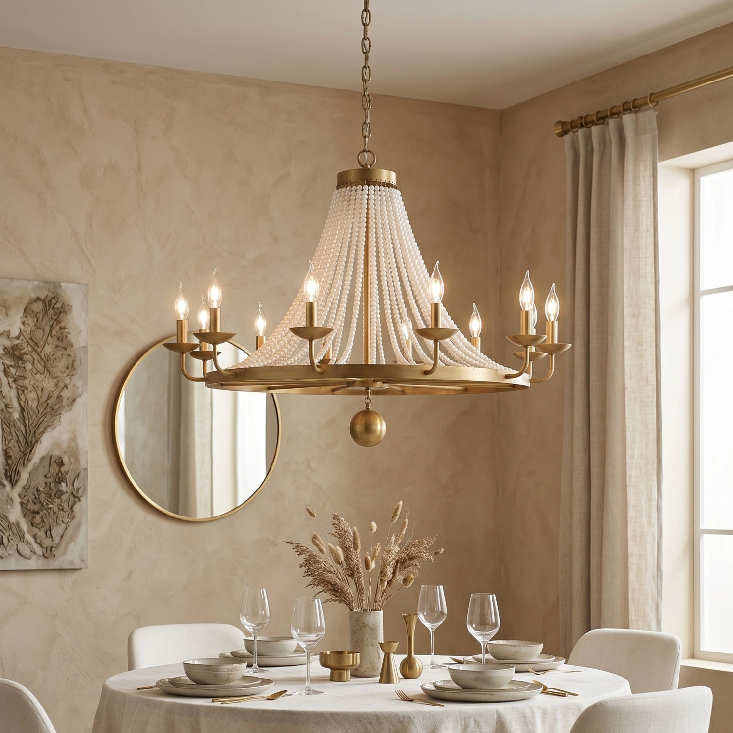 Lustre Ormexis à perles drapées à 12 lumières