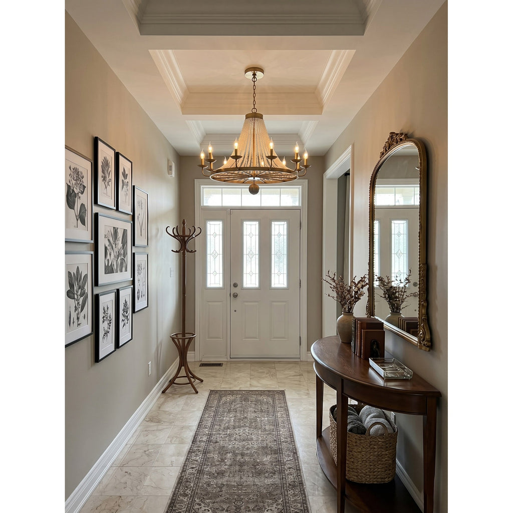 12-Light Draped Pearl Bead Chandelier | Ormexis