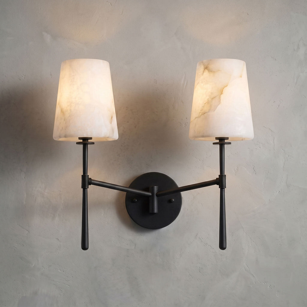 Aplique de pared cilíndrico de piedra y alabastro | Ormexis