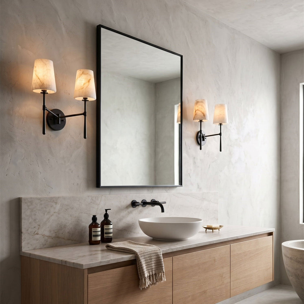Aplique de pared cilíndrico de piedra y alabastro | Ormexis