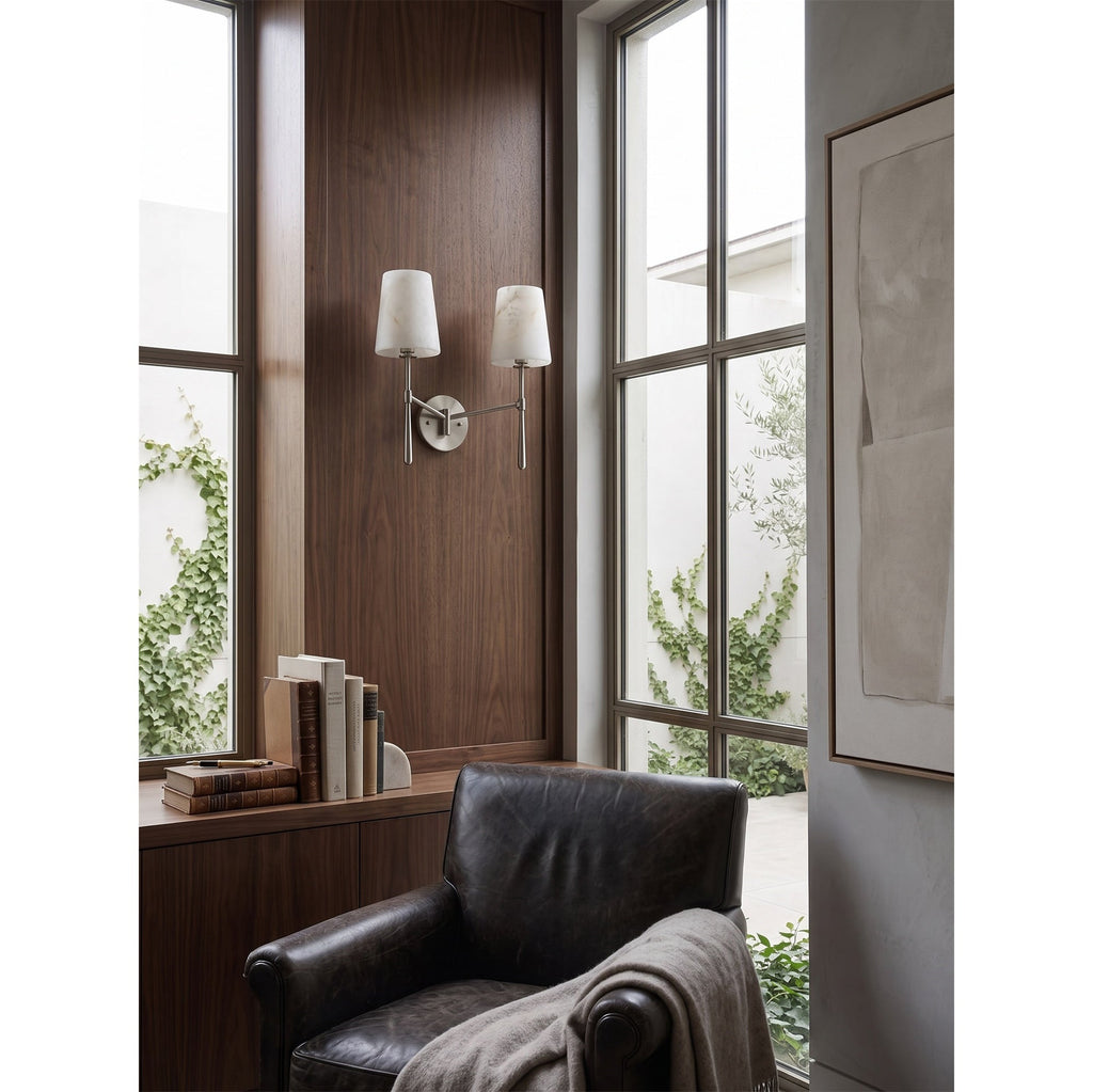Aplique de pared cilíndrico de piedra y alabastro | Ormexis