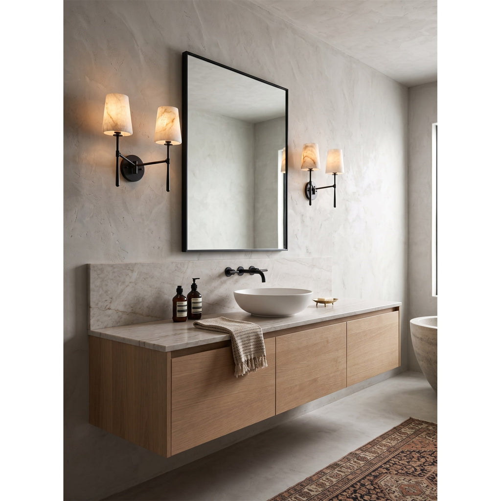 Aplique de pared cilíndrico de piedra y alabastro | Ormexis