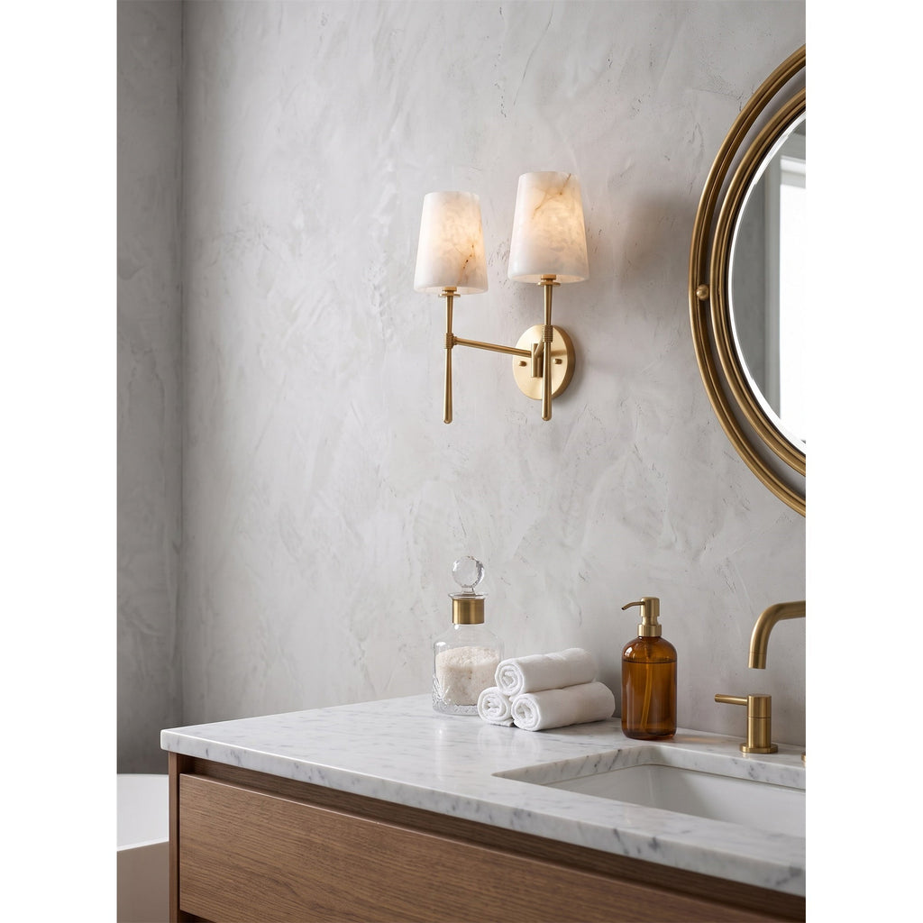 Aplique de pared cilíndrico de piedra y alabastro | Ormexis