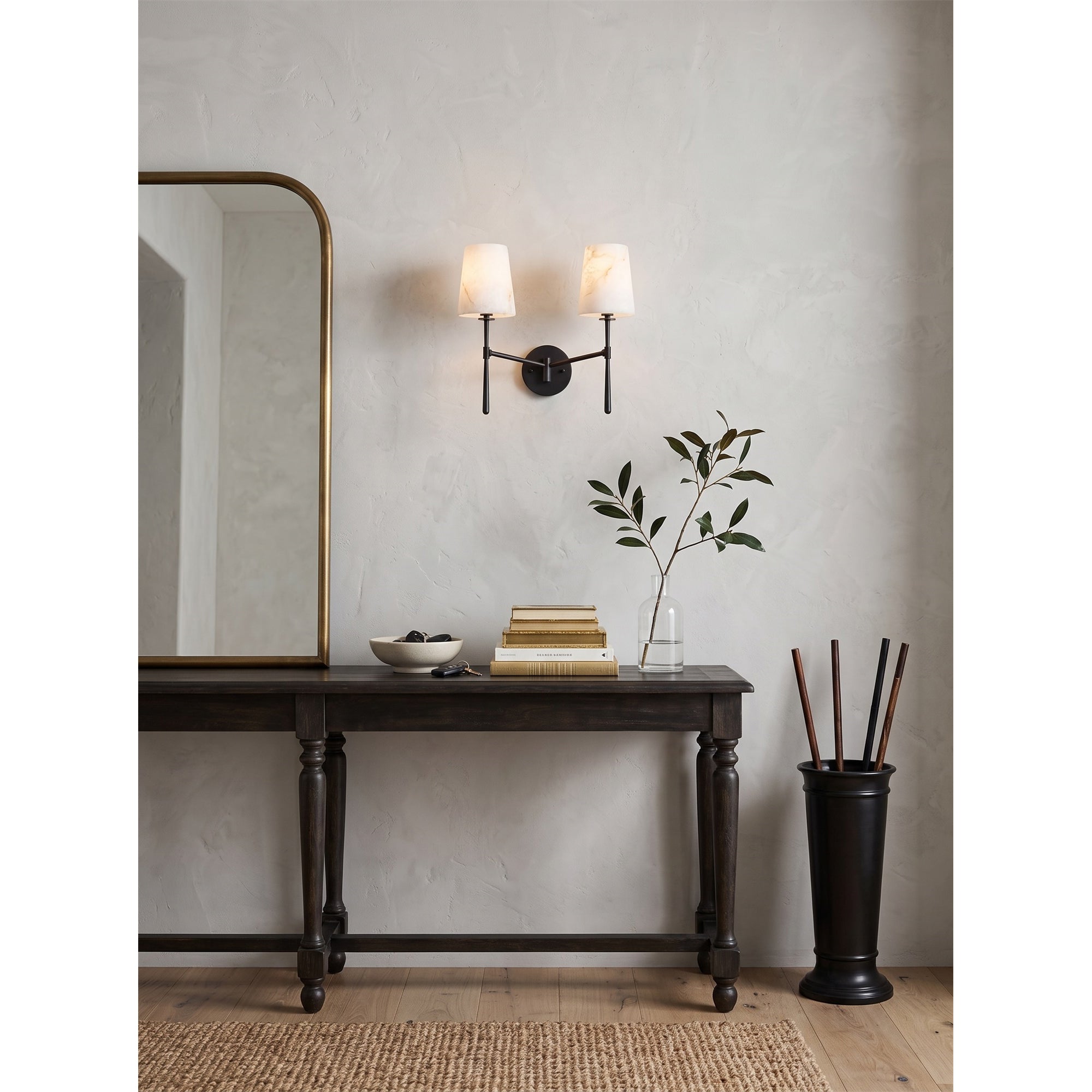 Aplique de pared cilíndrico de piedra y alabastro | Ormexis