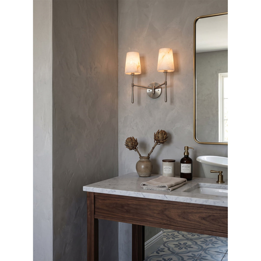 Aplique de pared cilíndrico de piedra y alabastro | Ormexis