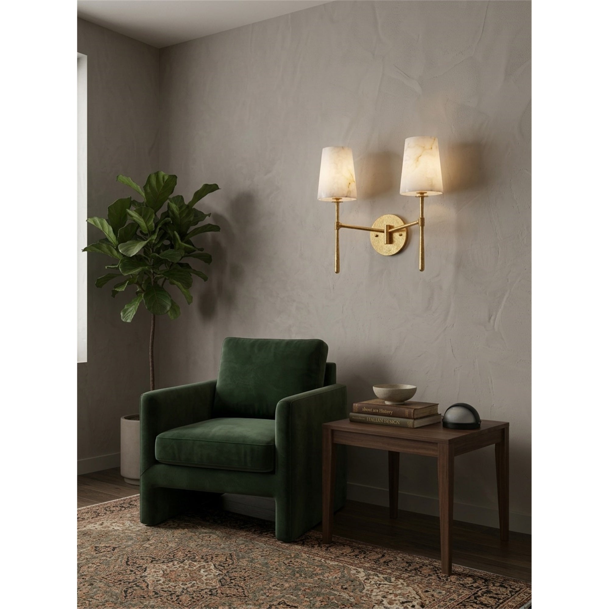 Aplique de pared cilíndrico de piedra y alabastro | Ormexis