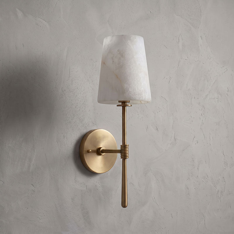 Aplique de pared cilíndrico de piedra y alabastro | Ormexis