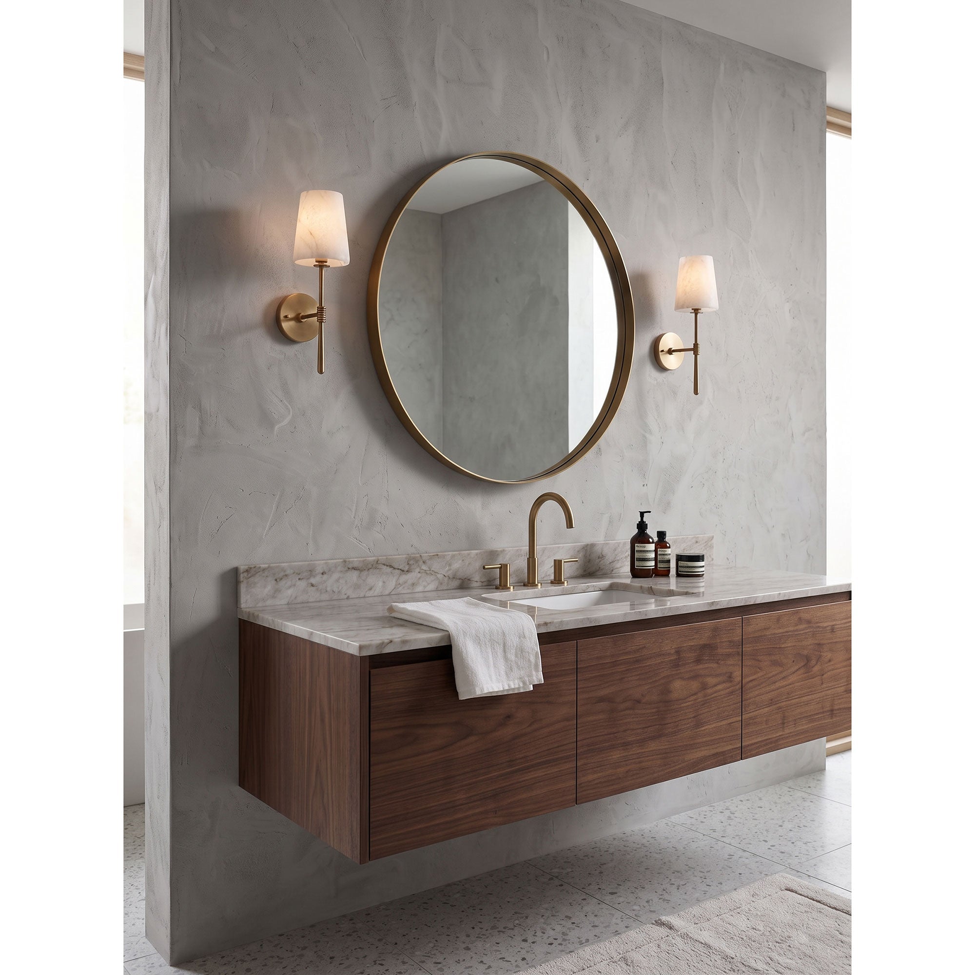 Aplique de pared cilíndrico de piedra y alabastro | Ormexis