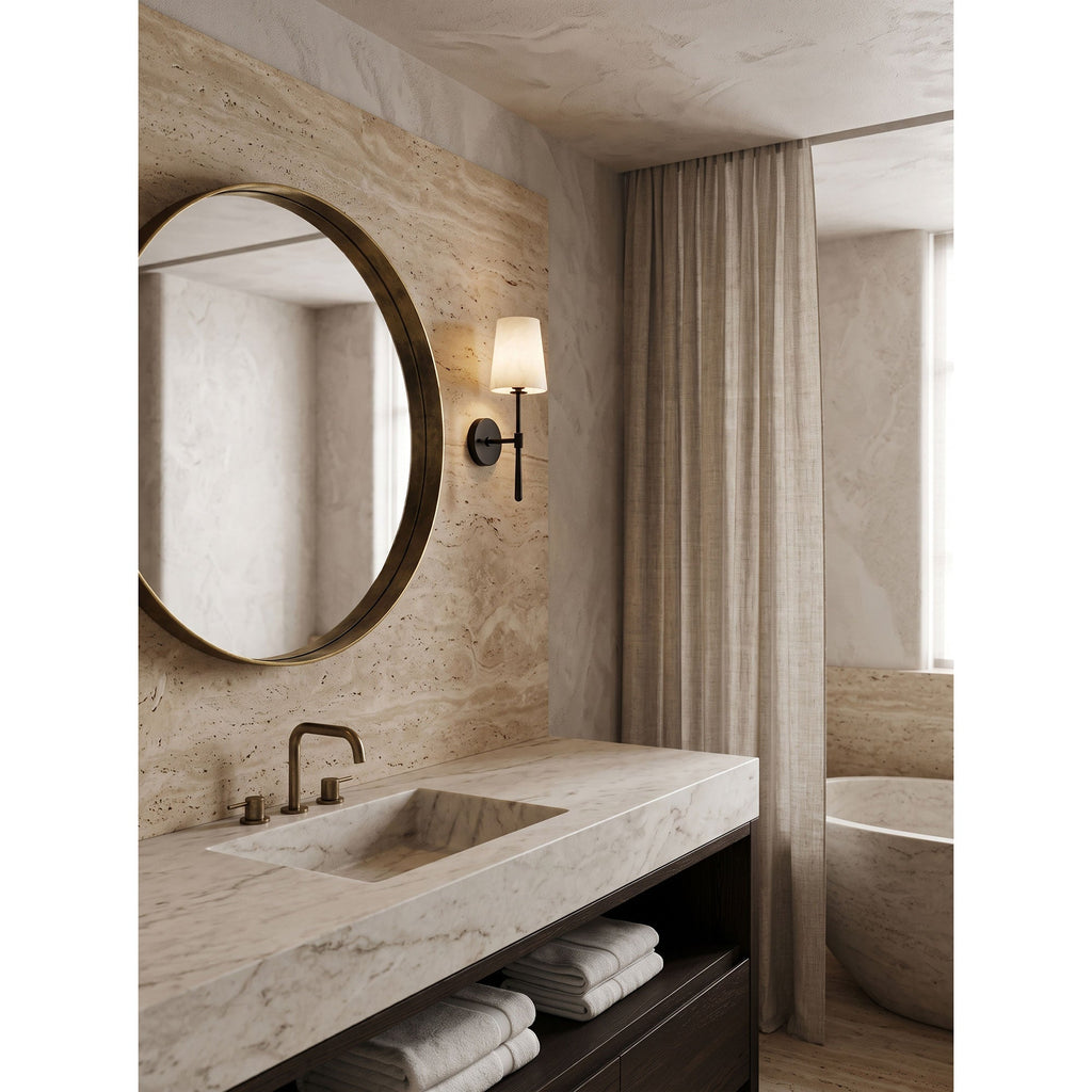 Aplique de pared cilíndrico de piedra y alabastro | Ormexis