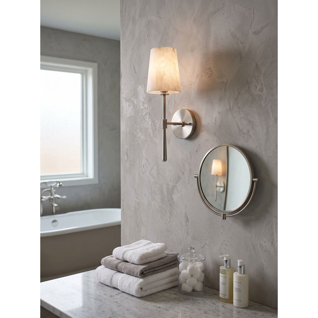 Aplique de pared cilíndrico de piedra y alabastro | Ormexis