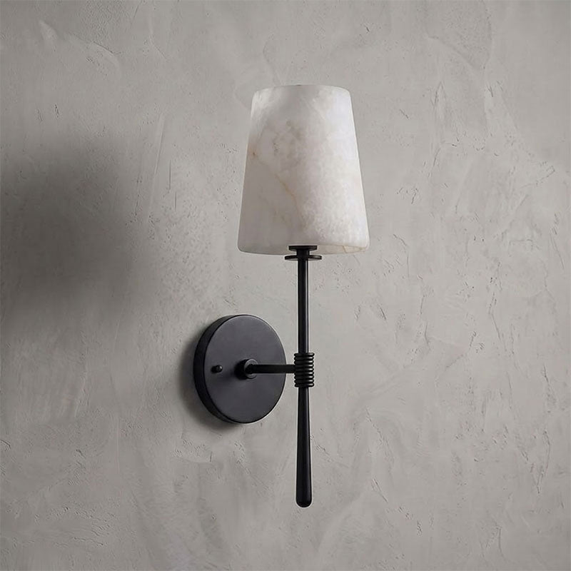 Aplique de pared cilíndrico de piedra y alabastro | Ormexis