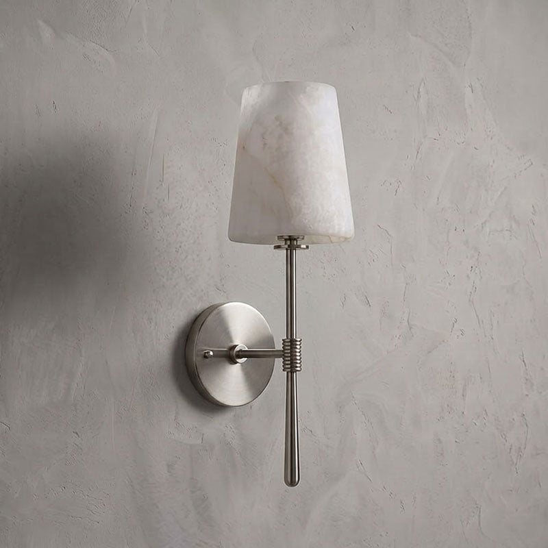 Aplique de pared cilíndrico de piedra y alabastro | Ormexis