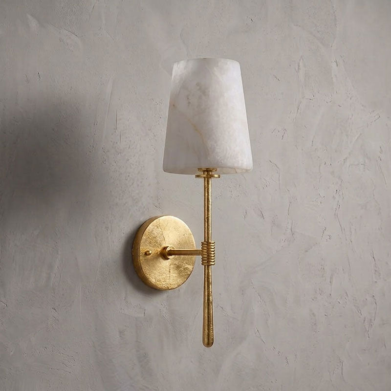 Aplique de pared cilíndrico de piedra y alabastro | Ormexis
