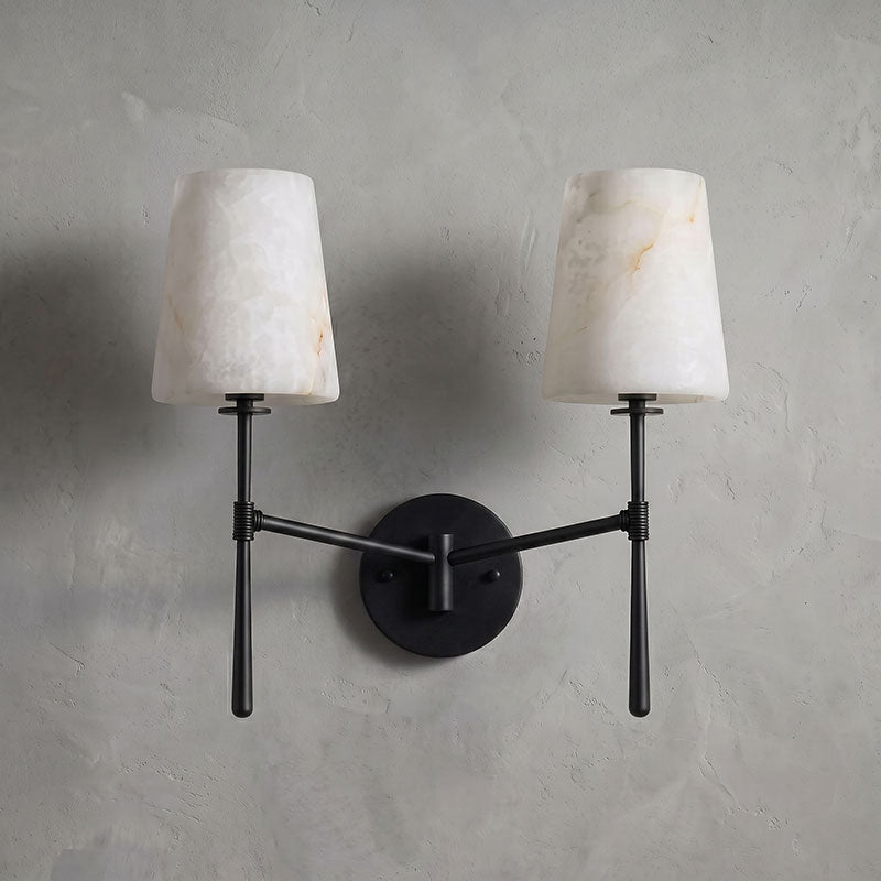 Aplique de pared cilíndrico de piedra y alabastro | Ormexis
