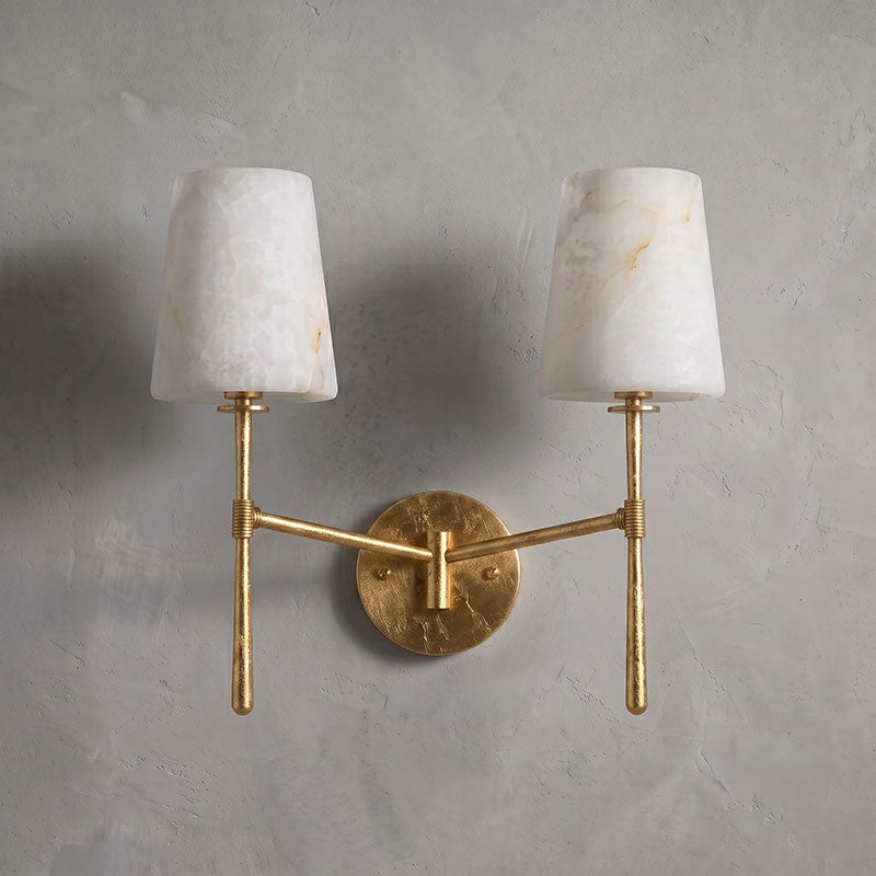 Aplique de pared cilíndrico de piedra y alabastro | Ormexis