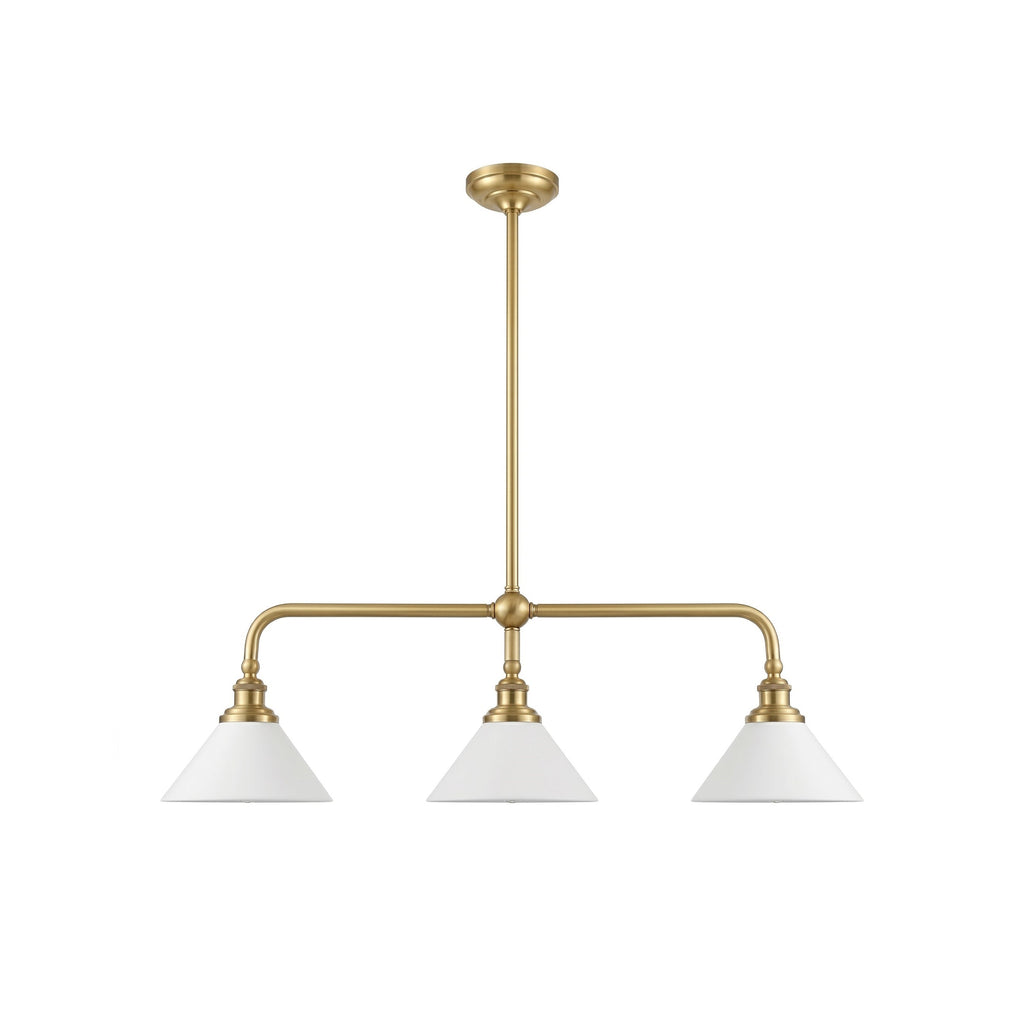3-Light Brass Conical Island Chandelier | Ormexis