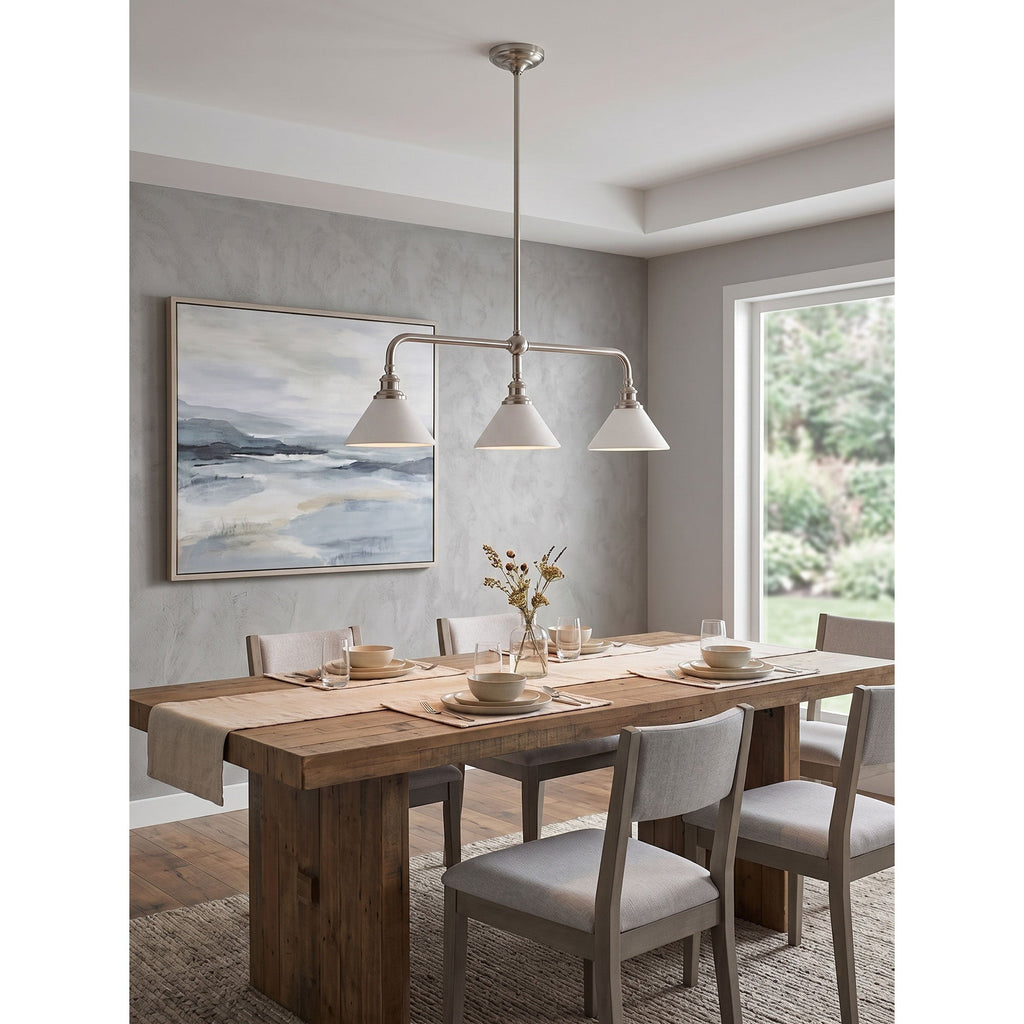3-Light Brass Conical Island Chandelier | Ormexis