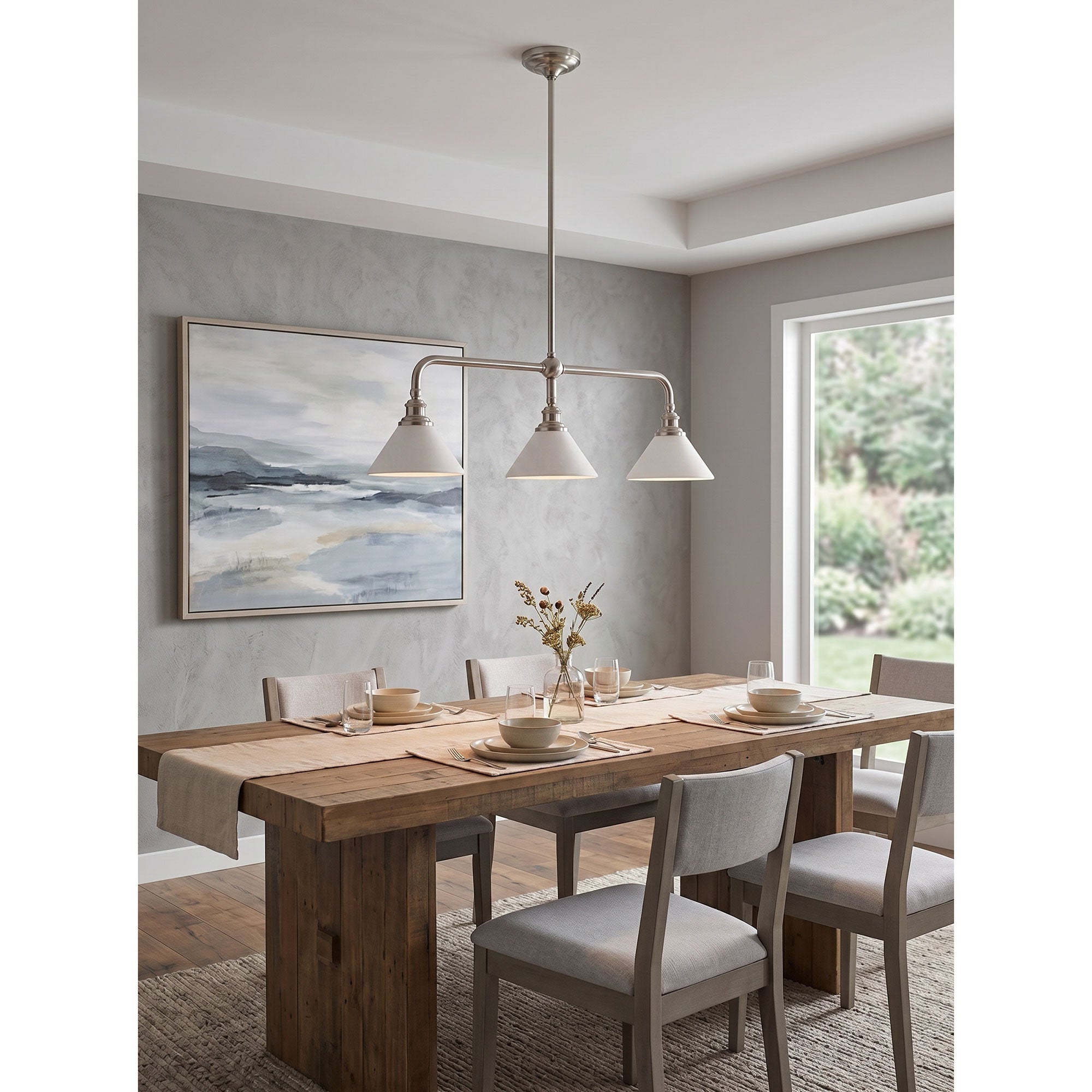 3-Light Brass Conical Island Chandelier | Ormexis