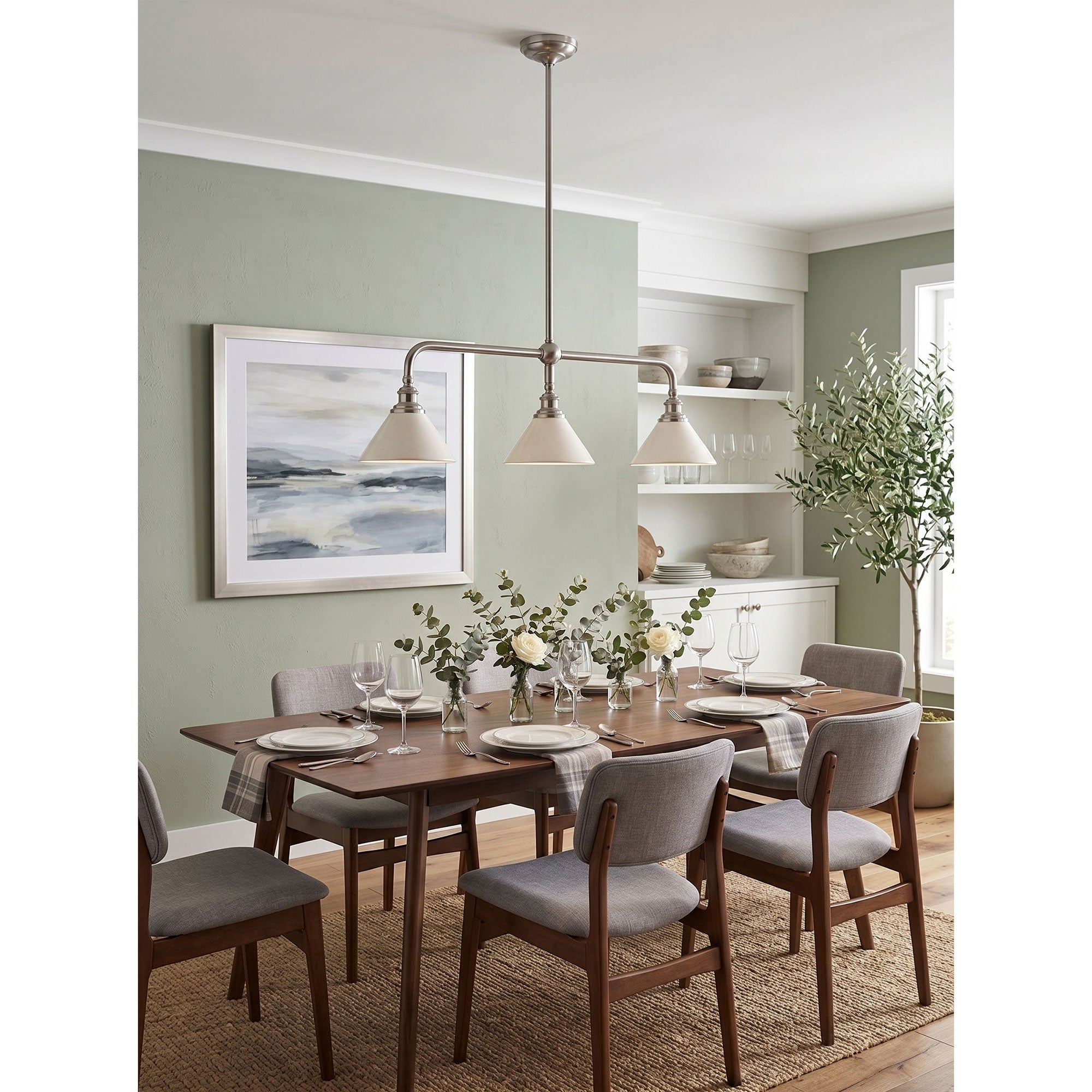 3-Light Brass Conical Island Chandelier | Ormexis