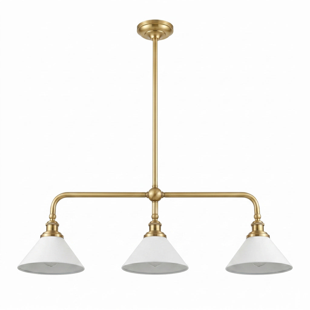 3-Light Brass Conical Island Chandelier | Ormexis