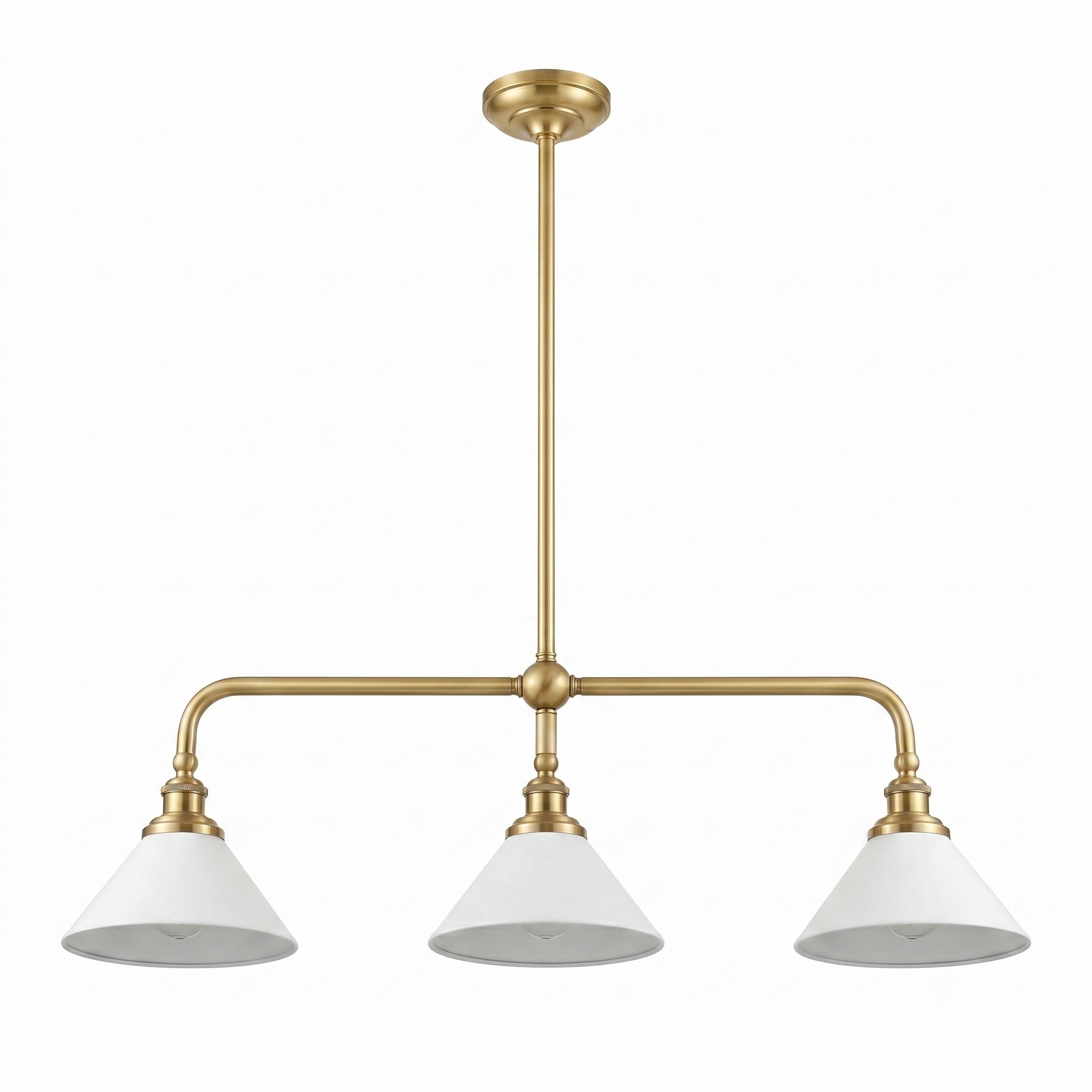3-Light Brass Conical Island Chandelier | Ormexis