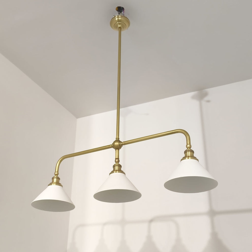 3-Light Brass Conical Island Chandelier | Ormexis
