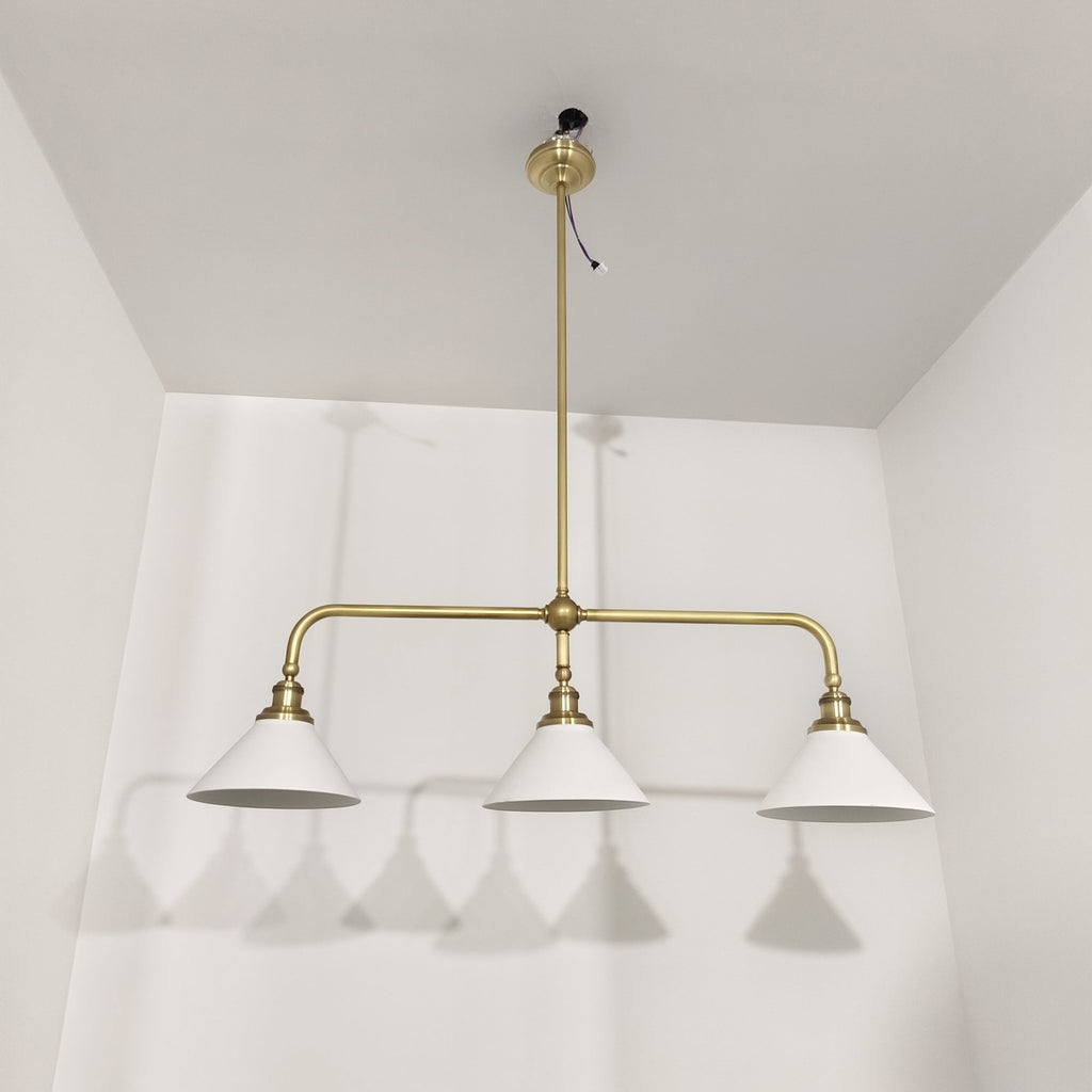 3-Light Brass Conical Island Chandelier | Ormexis