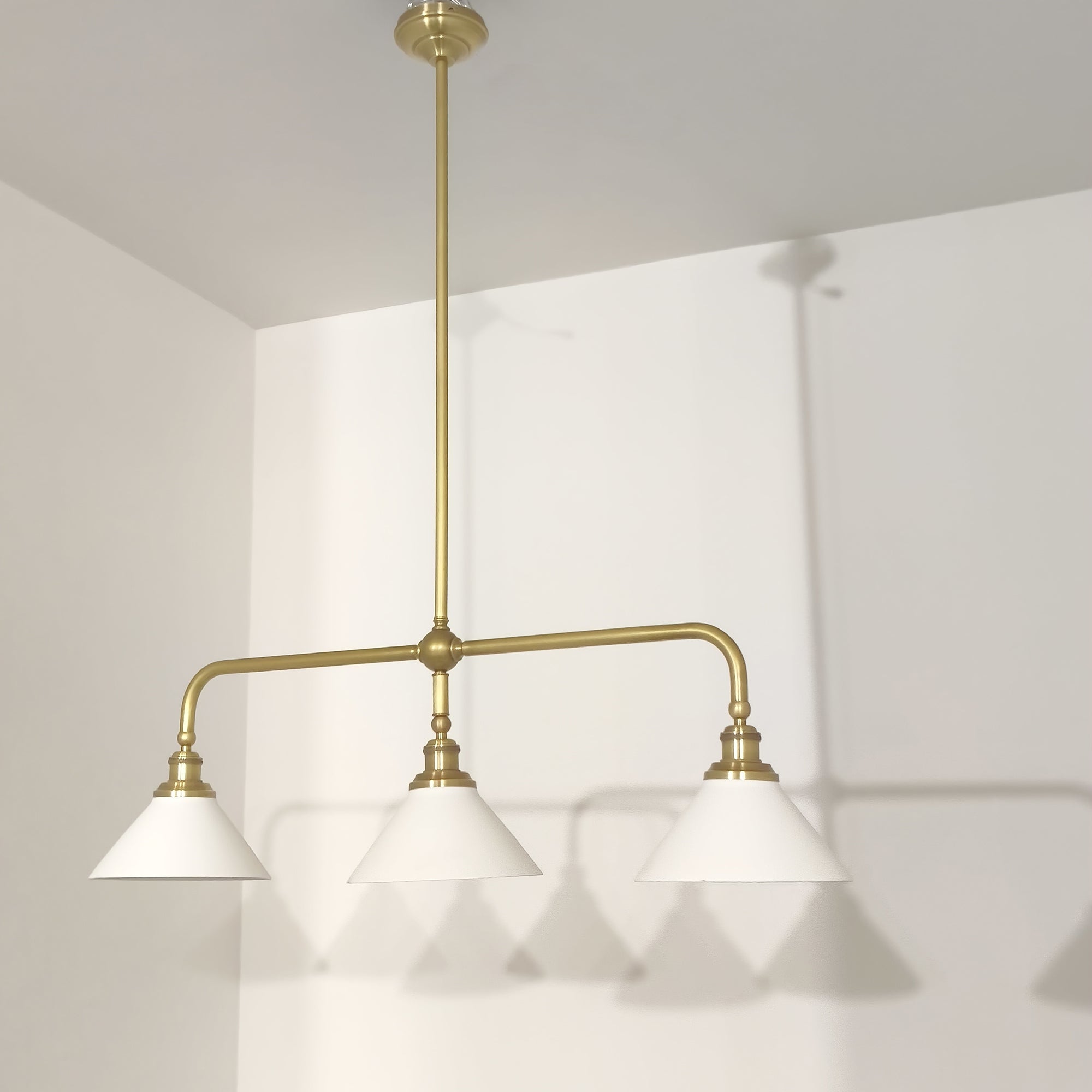 3-Light Brass Conical Island Chandelier | Ormexis