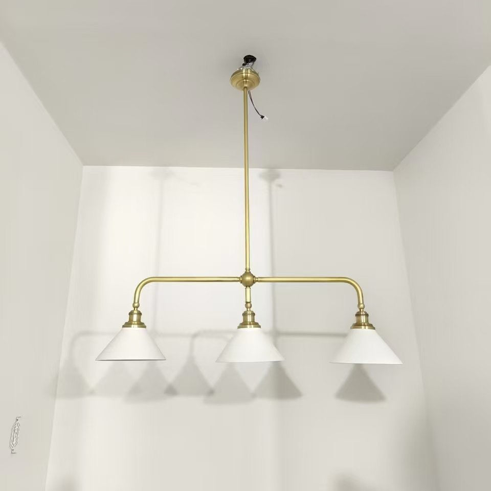 3-Light Brass Conical Island Chandelier | Ormexis