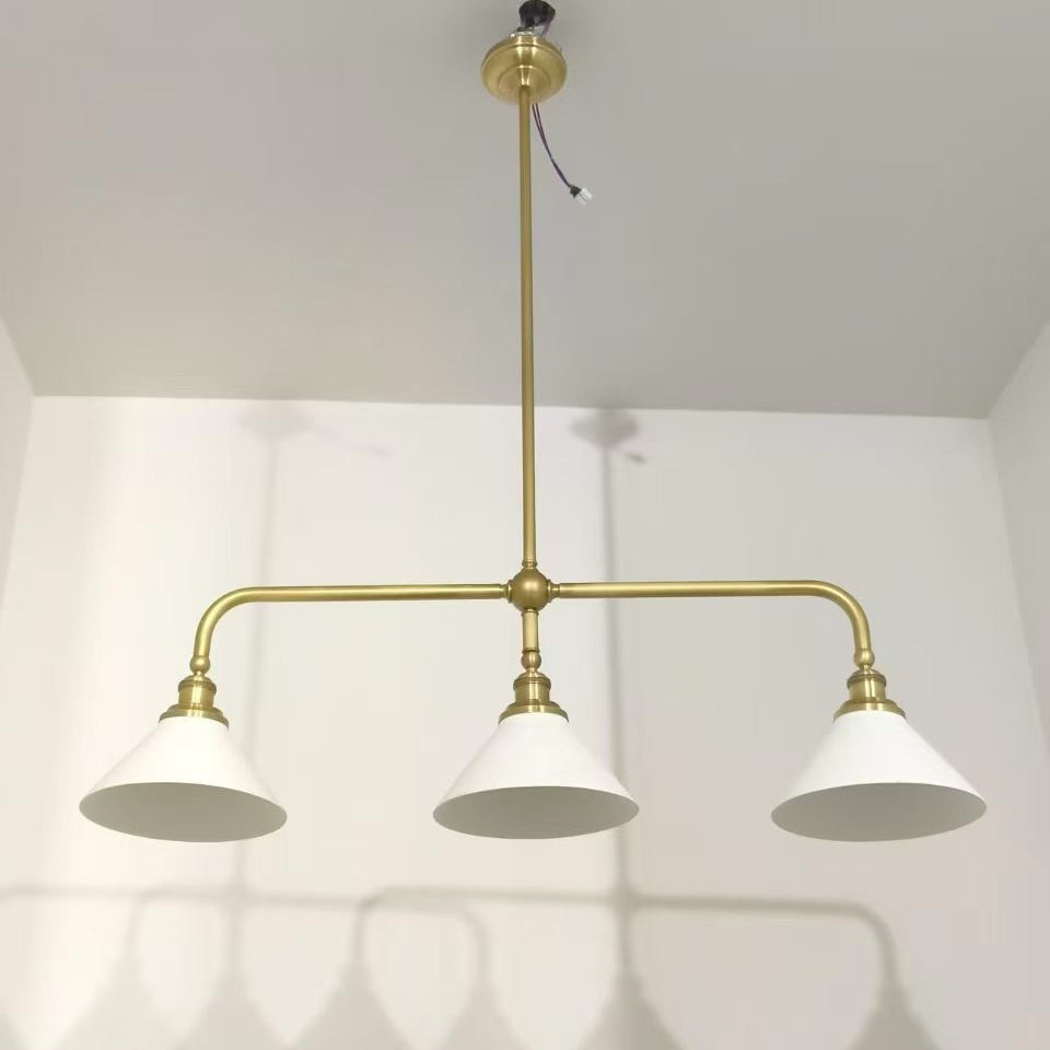 3-Light Brass Conical Island Chandelier | Ormexis