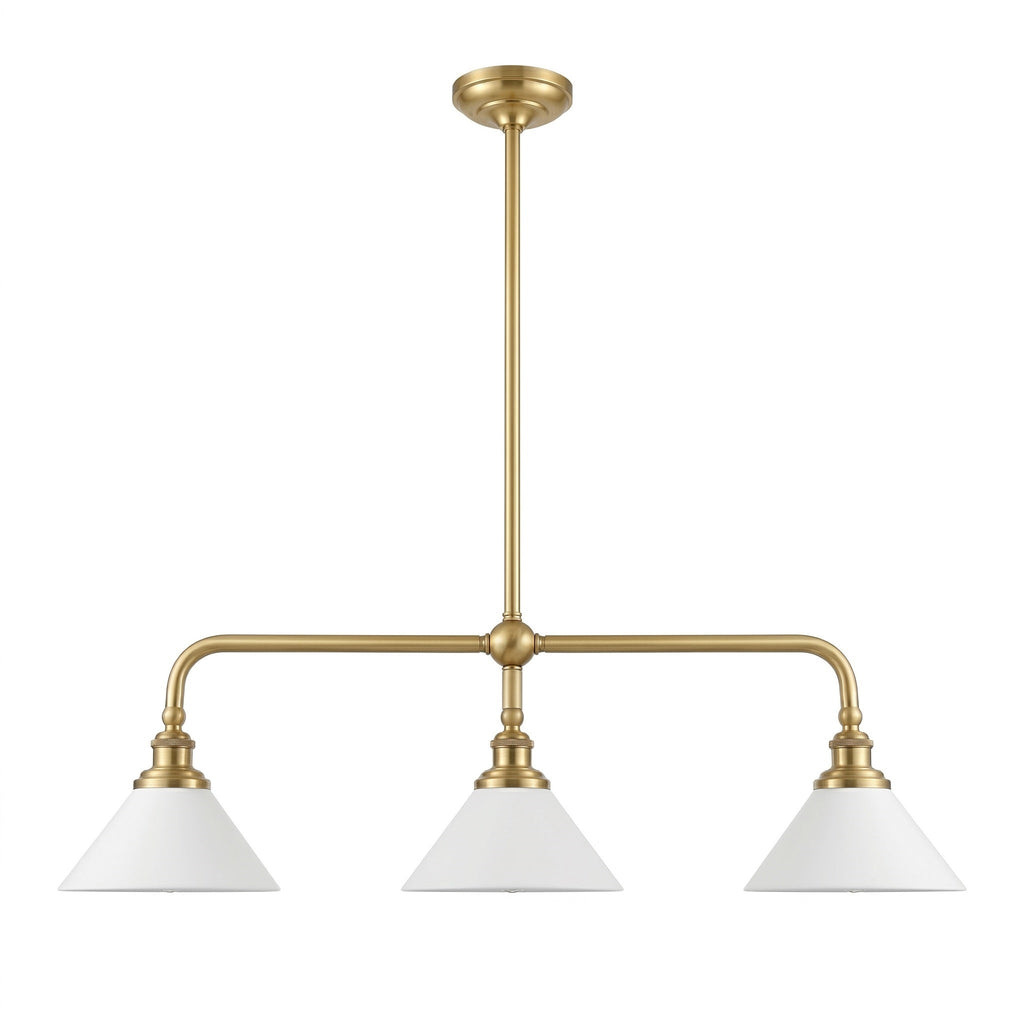 3-Light Brass Conical Island Chandelier | Ormexis