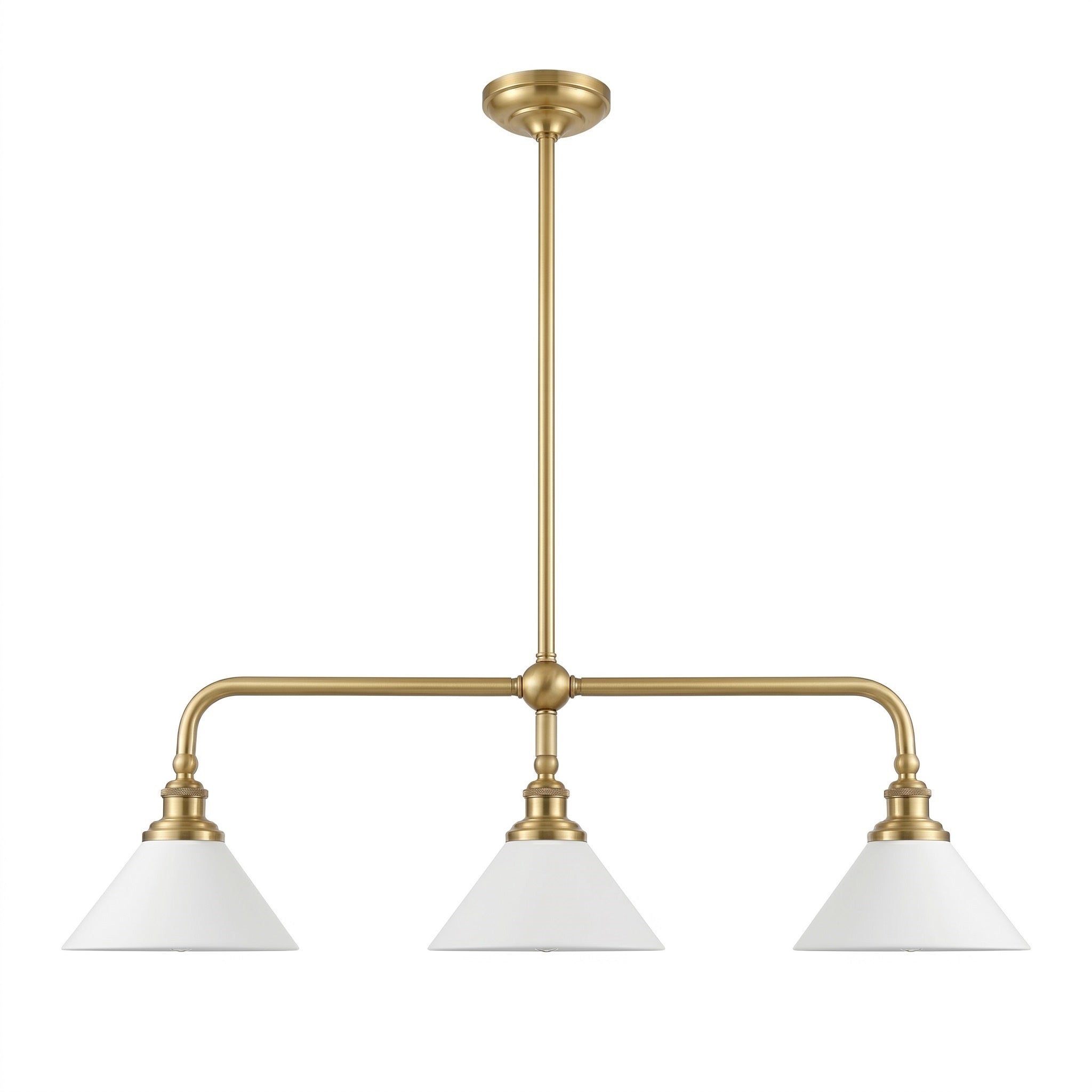 Lustre conique en laiton à 3 lumières pour îlot | Ormexis