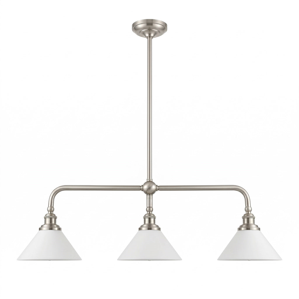 3-Light Brass Conical Island Chandelier | Ormexis