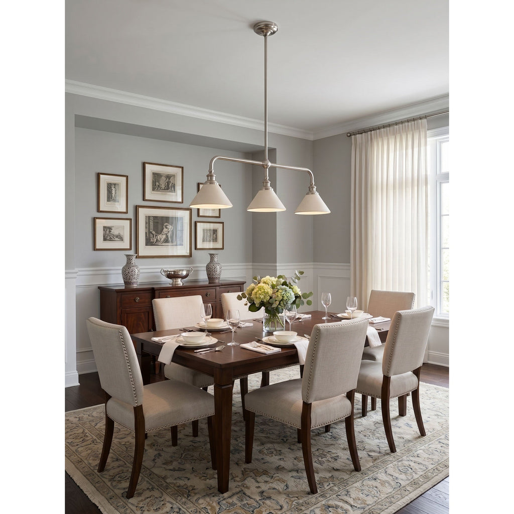 3-Light Brass Conical Island Chandelier | Ormexis