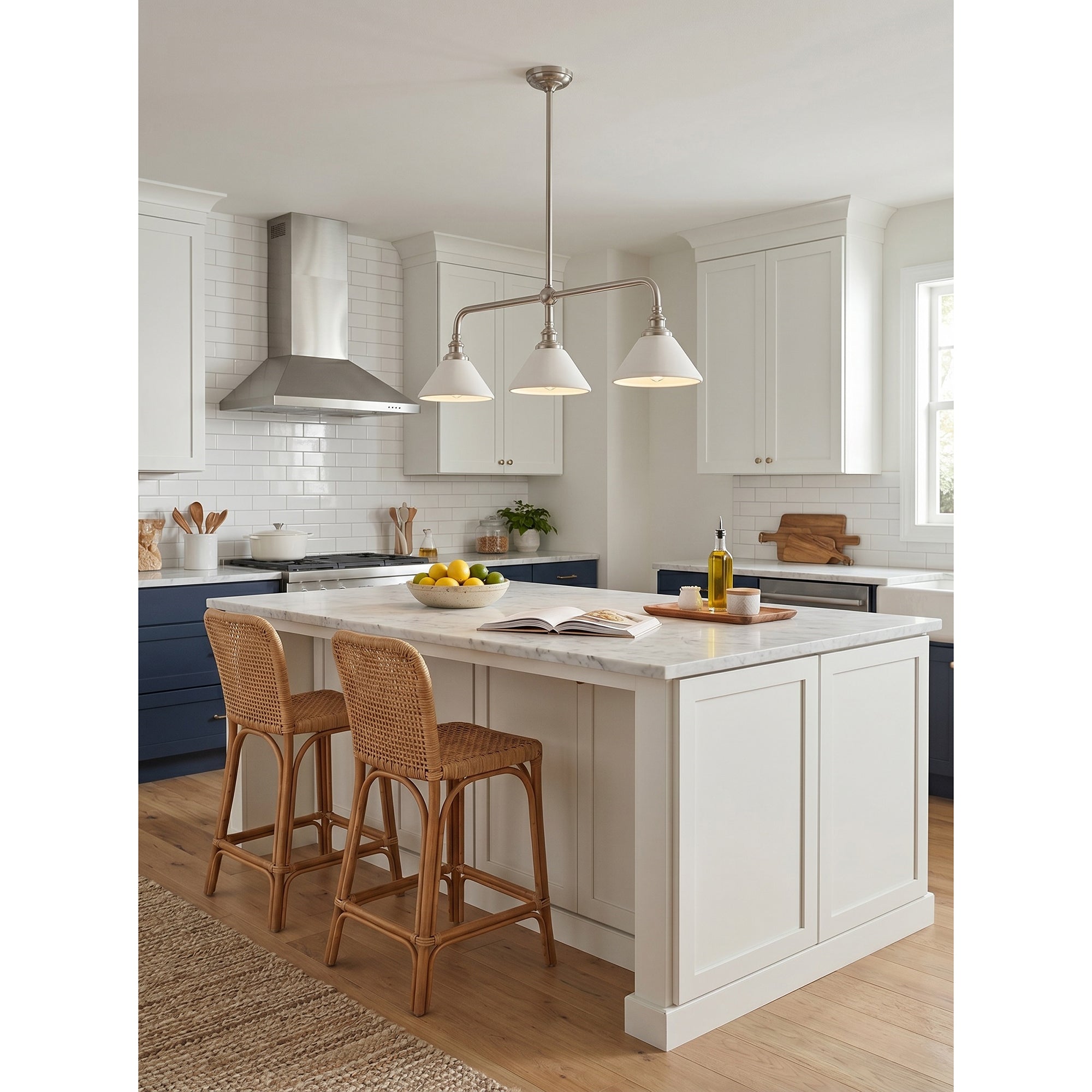 3-Light Brass Conical Island Chandelier | Ormexis