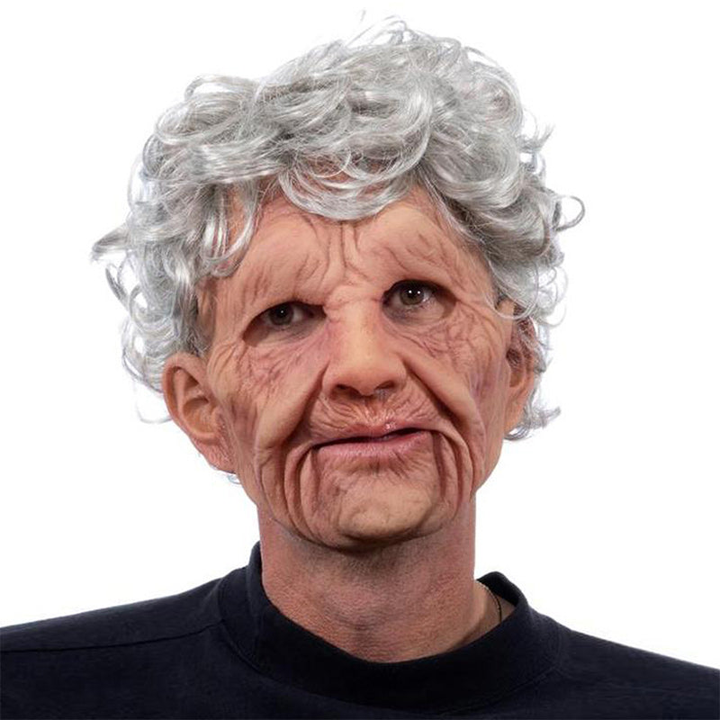 Maska starce s realistickou latexovou texturou pro autentické halloweenské kostýmy