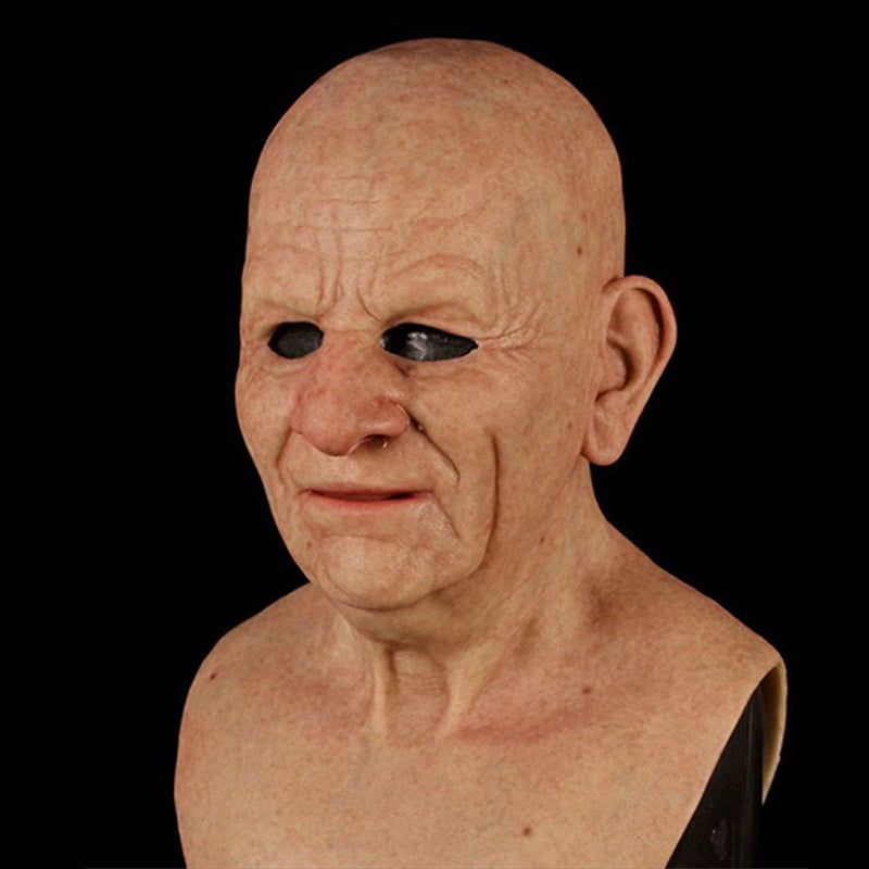 Maska starce s realistickou latexovou texturou pro autentické halloweenské kostýmy