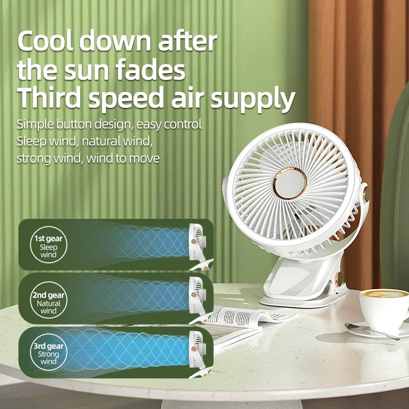 Ventilateur portable rechargeable à clipser pour un soulagement instantané de la fraîcheur