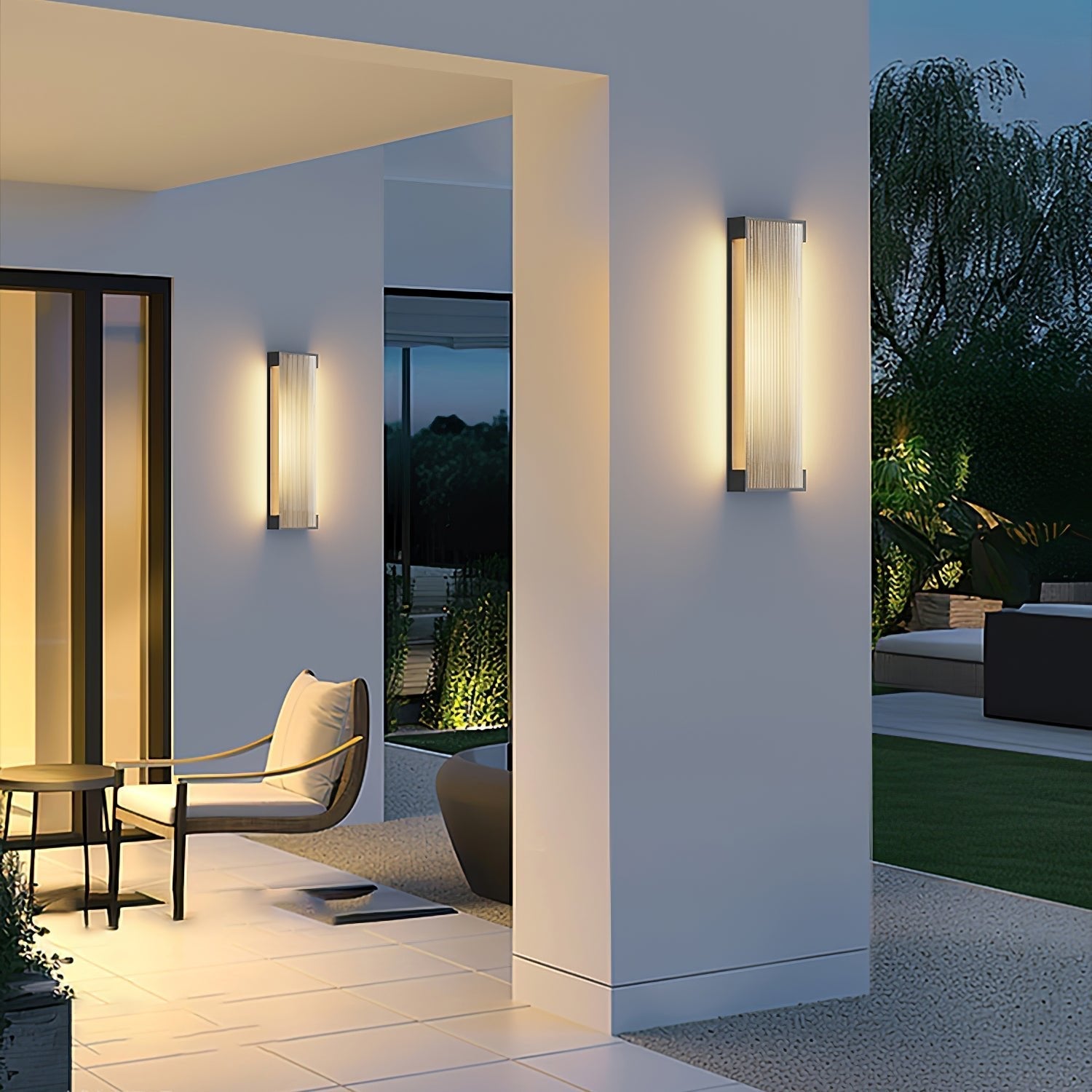 Luz de parede exterior com painel canelado | Ormexis