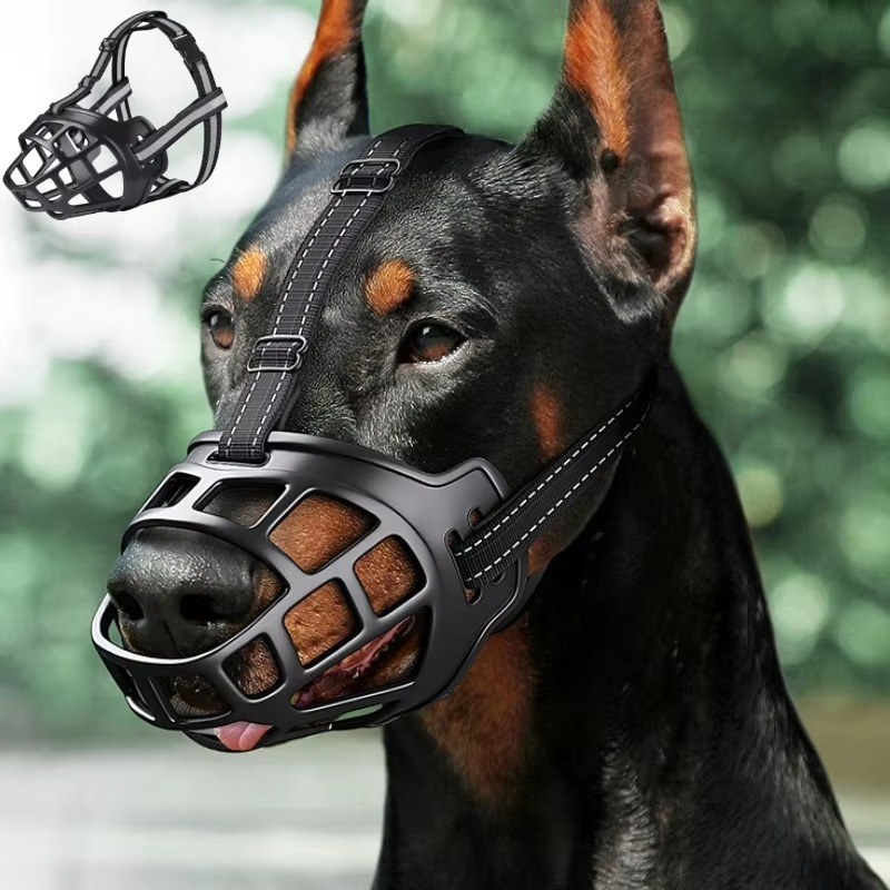Museruola Riflettente per Cani con Cinturino Regolabile, Cestino Traspirante per Comfort e Sicurezza