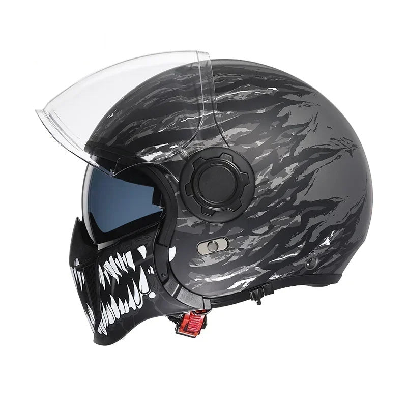 Retro-Modularhelm mit abnehmbarem Kinnschutz, DOT- und ECE-zertifiziert