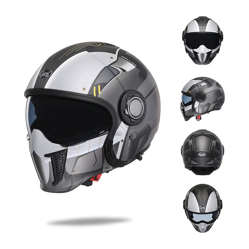 Retro-Modularhelm mit abnehmbarem Kinnschutz, DOT- und ECE-zertifiziert
