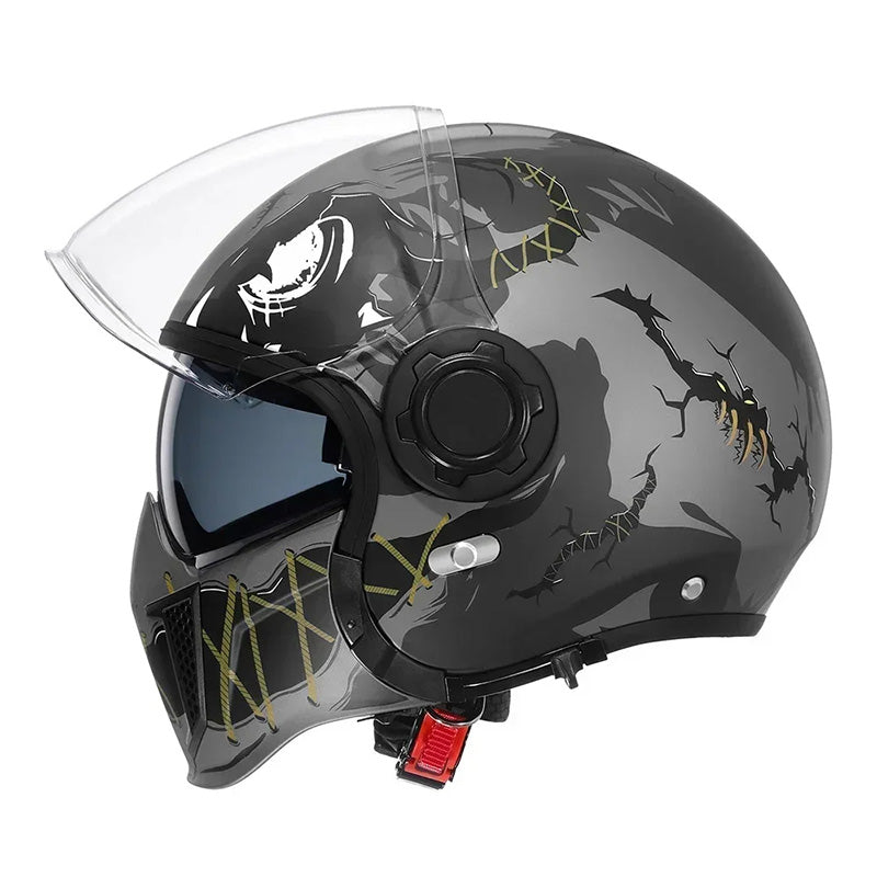 Retro-Modularhelm mit abnehmbarem Kinnschutz, DOT- und ECE-zertifiziert